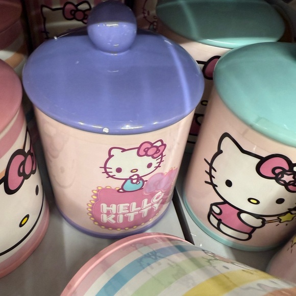 Hello Kitty Pink and Blue Ceramic Canisters - Picture 2 of 2